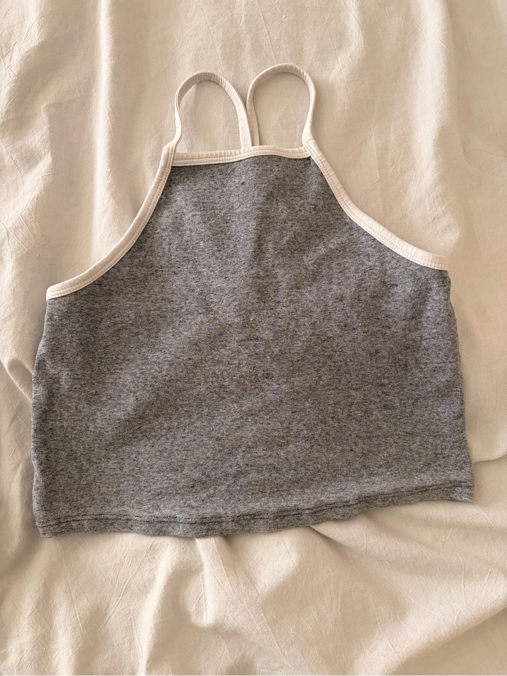 Women’s Gray Crop Top with White Trim